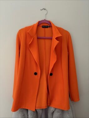 PrettyLittleThing Bright Orange Single-Breasted Blazer